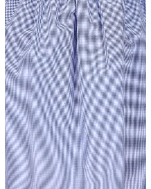 Miu Miu Blue Embroidered Cotton Skirt