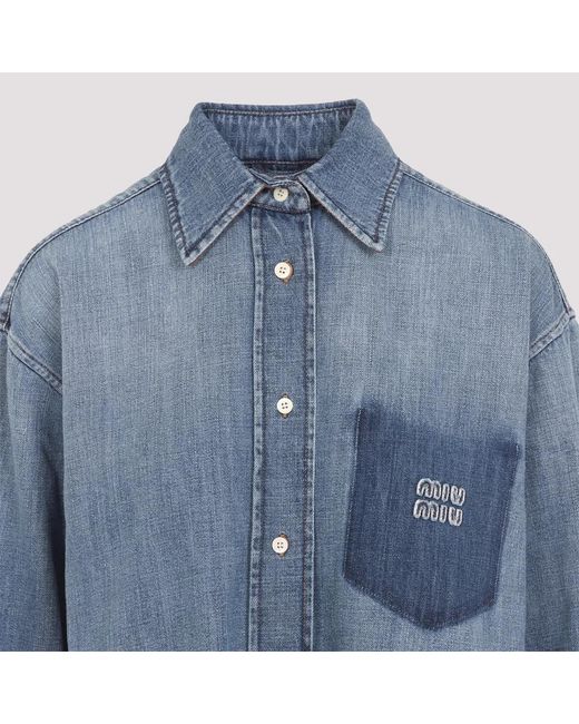 Miu Miu Blue Logo Patch Shirt