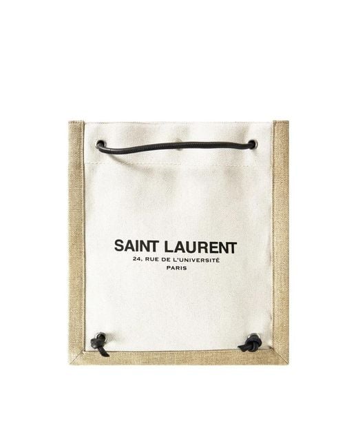 Saint Laurent Natural Universite Logo Flat Crossbody Bag for men