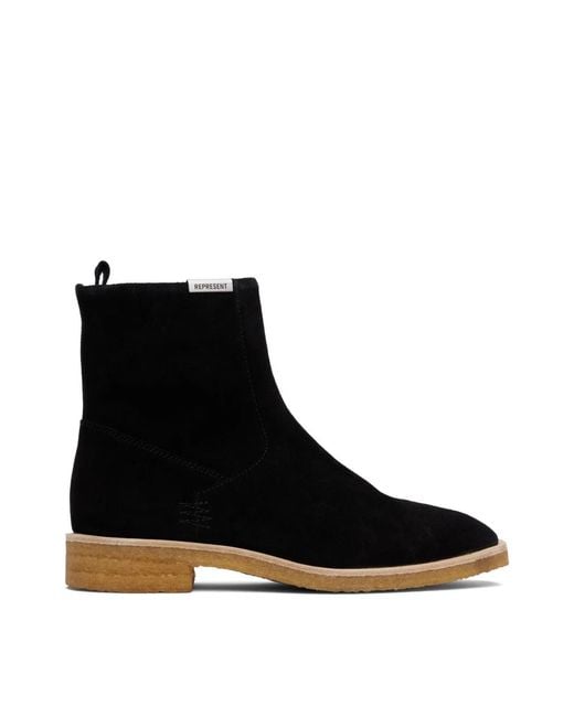 Represent Black Crepe Suede Chelsea Boots for men