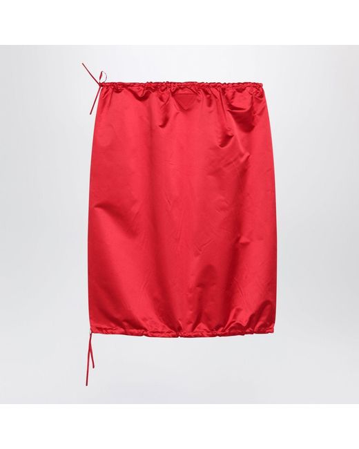 Prada Red Silk Skirt