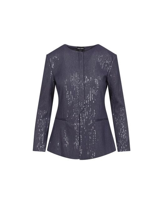 Giorgio Armani Blue Polyester Jacket