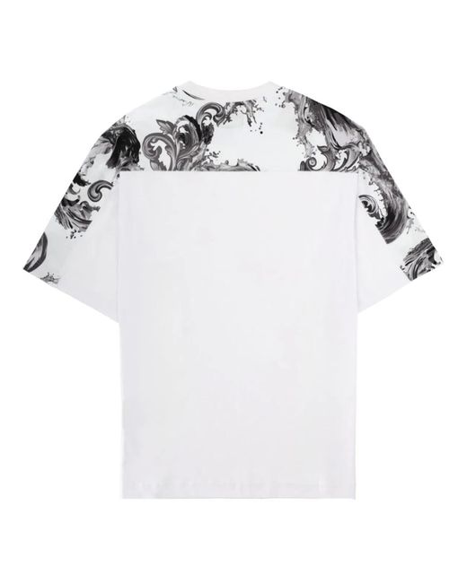 Versace Jeans Couture White T-Shirt Con Placca Logo for men