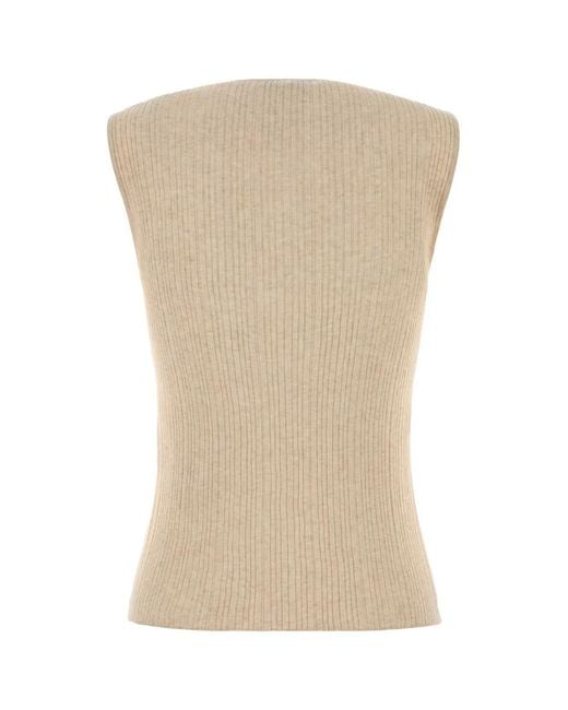 Maison Kitsuné Natural Baby Fox Fine Rib Knitted Top