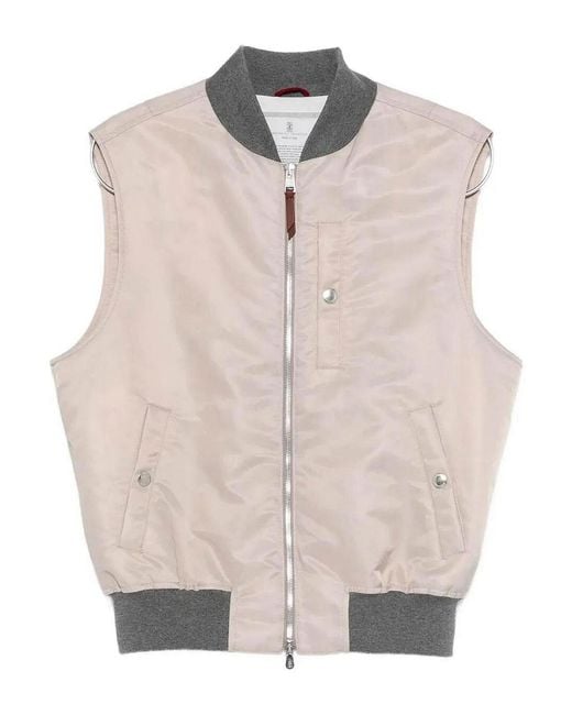 Brunello Cucinelli Natural Bomber Jacket for men