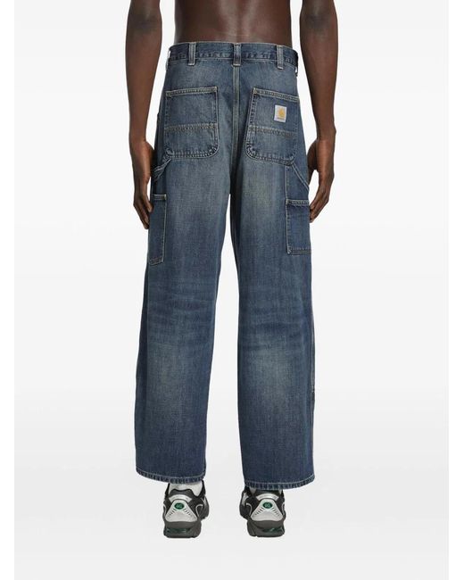 Carhartt Blue Double Knee Cotton Trousers for men