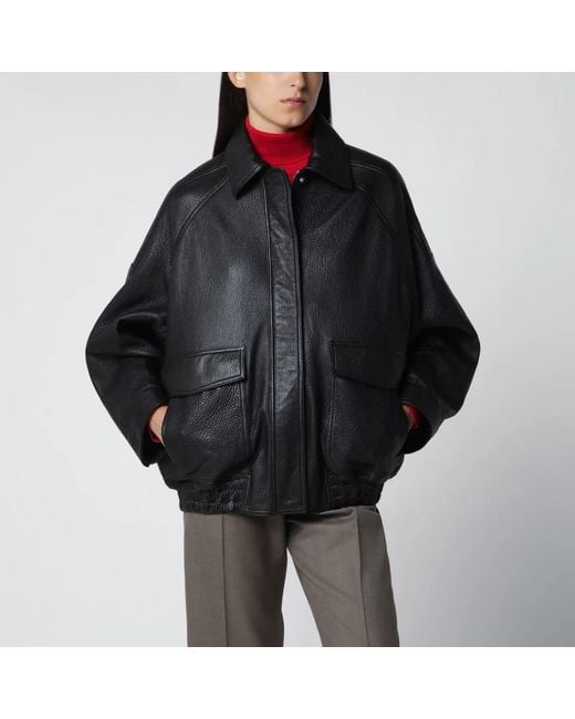 Rohe Black Grained Leather Jacket