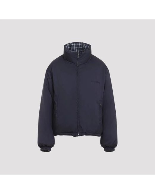 Miu Miu Blue Blu Bianco Reversible Checked Down Jacket