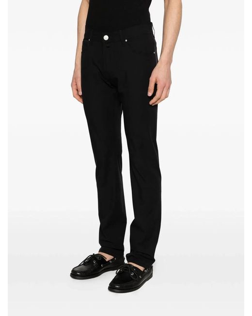 Jacob Cohen Black Pant 5 Pkt Slim Fit With Zipper Ba for men