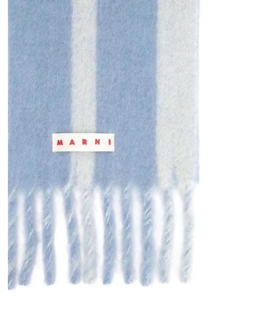 Marni Blue Striped Knitted Scarf
