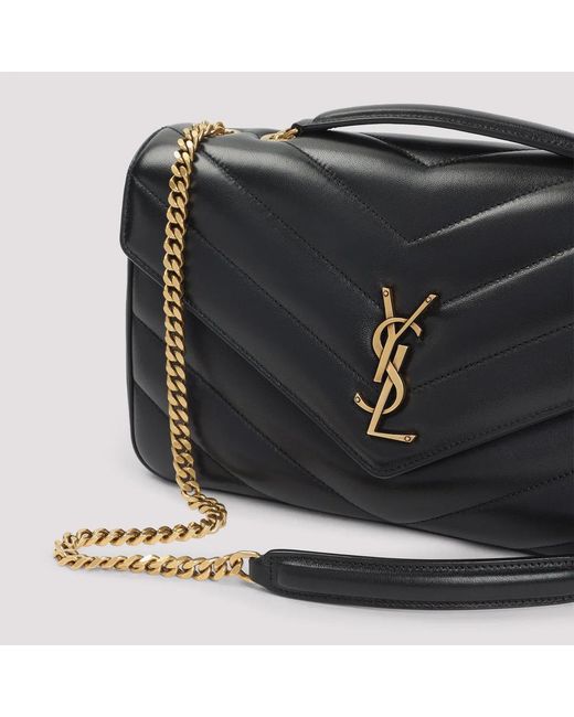 Saint Laurent Black Loulou Media Leather Bag