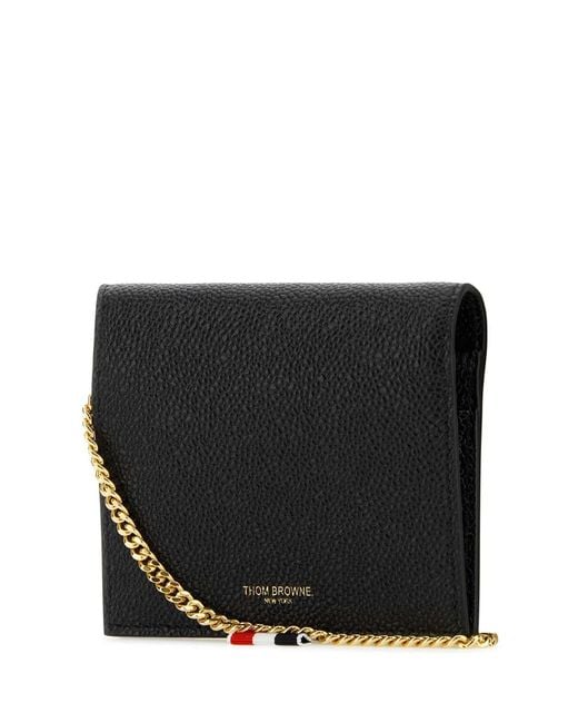 Thom Browne Black Leather Card Holder