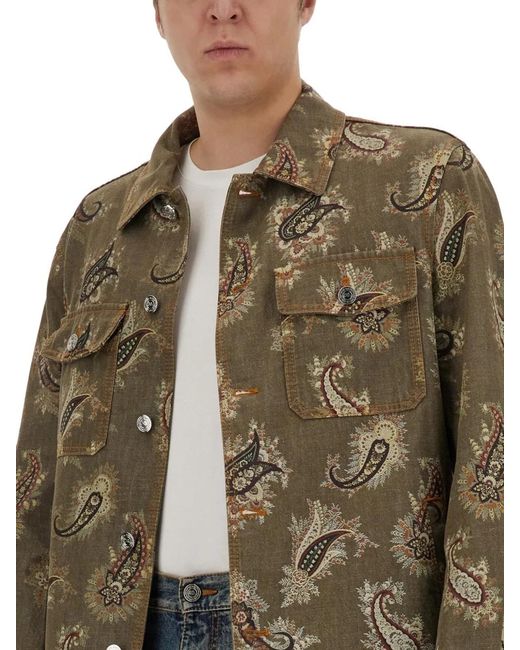 Etro Brown Paisley Print Shirt for men