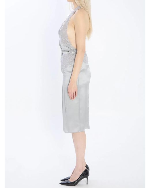 Gucci White Silk Satin Dress