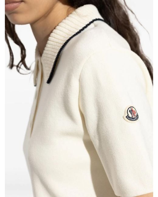 Moncler Natural Contrast Stripe Polo Shirt