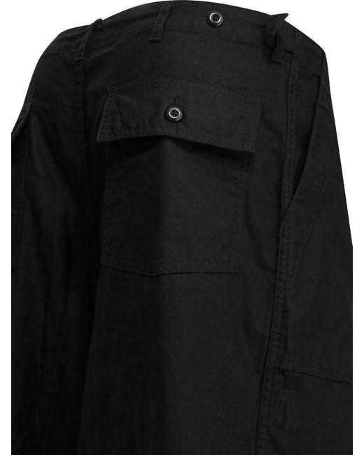 Needles Black Fatigue Cotton Parachute Pants for men