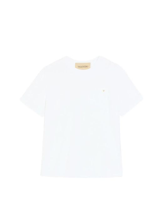 Valentino Garavani White Cotton Tshirt With Vgold for men