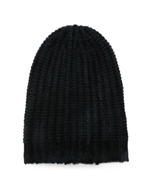 Avant Toi Black Hand Painted Corn Cob Stitch Hat With Destroyed Edges for men