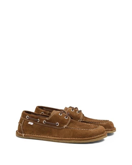 AMI Brown Suede Lace-Up Boat Shoes for men
