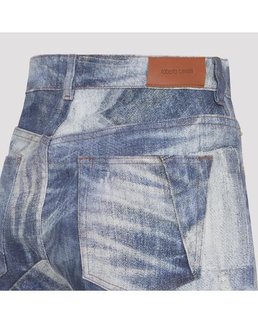 Roberto Cavalli Blue Dark 5-Pocket Cotton Jeans