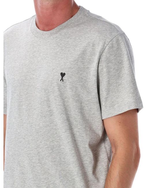 AMI Gray Ami De Coeur Cotton T-Shirt for men