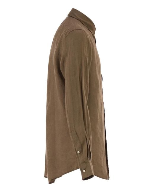 Polo Ralph Lauren Brown Custom-Fit Linen Shirt for men