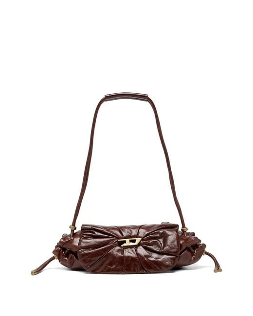 DIESEL Red Scrunch Leather Shoulder Bag