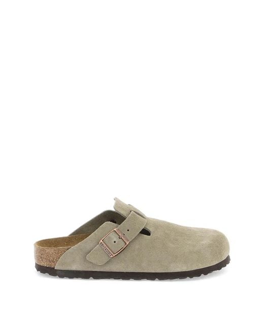 Birkenstock Brown Boston Suede Narrow Slippers for men