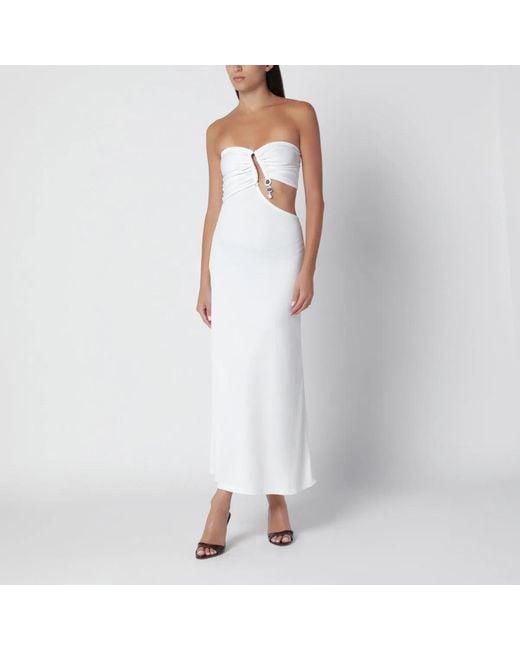 Christopher Esber White Strapless Dress With Crystal Pendant