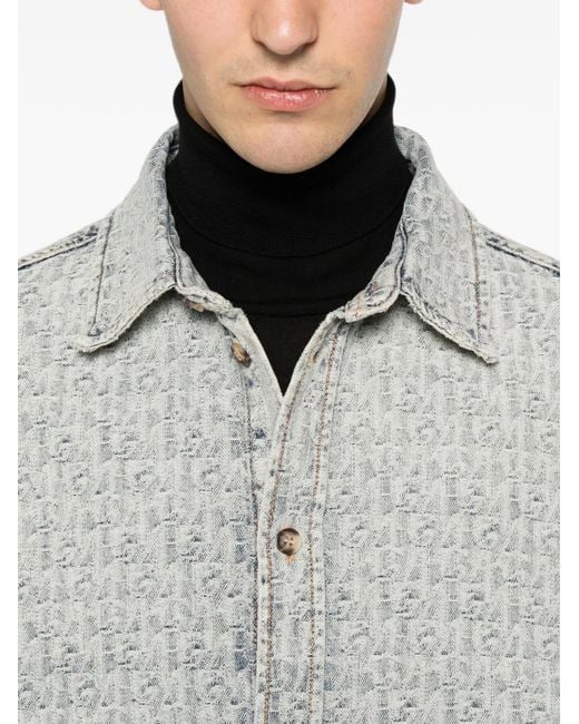 Emporio Armani Gray Printed Cotton Shirt for men