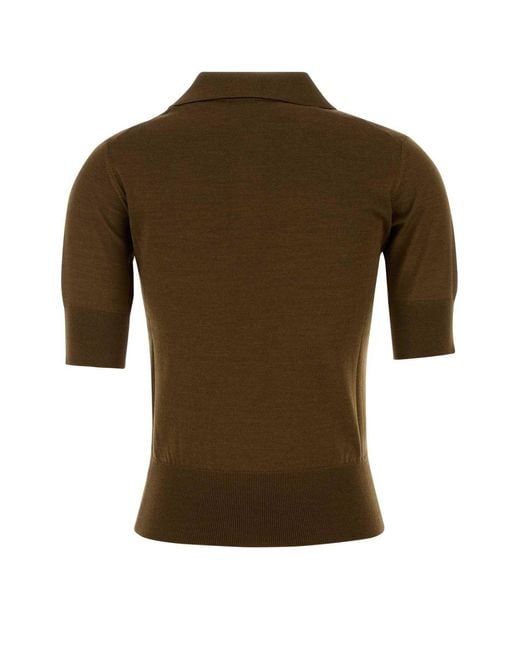 AMI Green Hazelnut Wool-Blend T-Shirt