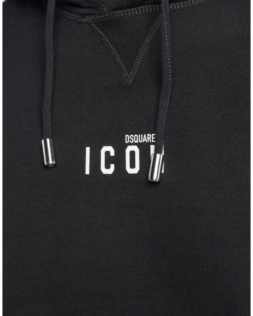 DSquared² Black Be Icon Logo Hoodie for men
