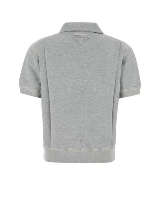 Prada Gray Cotton Polo Shirt