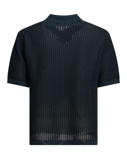 Beams Plus Black Paper Polyester Nylon Spandex Washi Yarn Polo Shirt for men