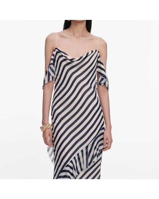 Self-Portrait Blue Stripe Georgette Maxi Dress