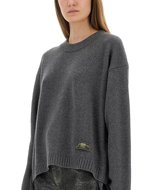 Ganni Gray Recycled Wool Sweaters