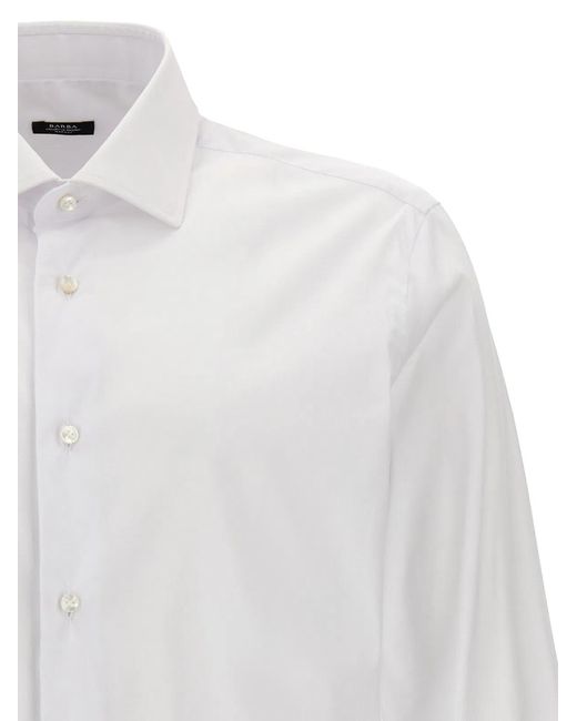 Barba Napoli White Poplin Shirt for men