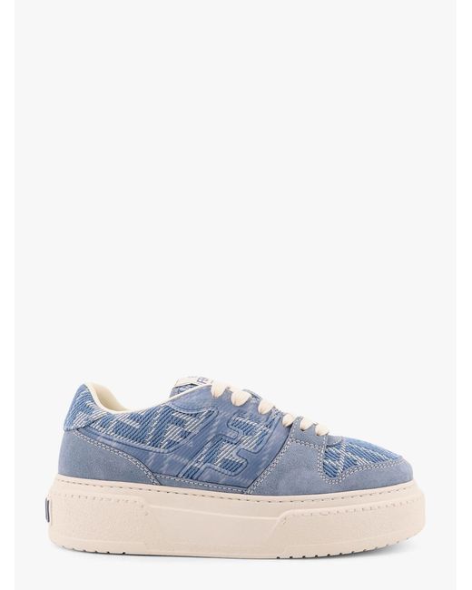 Fendi Blue Match Canvas And Suede Low-Top Sneakers