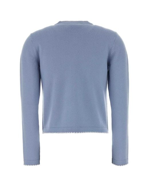 Tory Burch Blue Kendra Stretch Wool-Blend Cardigan