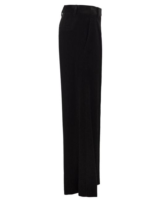 Brunello Cucinelli Black Wide-Leg Corduroy Trousers
