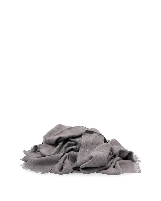 Brunello Cucinelli Gray Sequin-Embellished Frayed Scarf