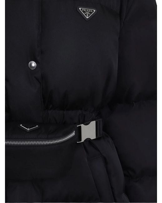 Prada Blue Belted Padded Coat