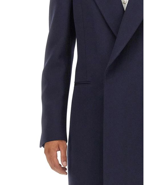 McQueen Blue Double-Breasted Coat for men