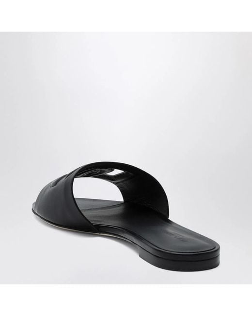 Dolce & Gabbana Black Dolce&Gabbana Leather Slides With Dg Logo