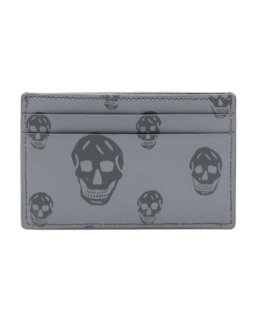 McQueen Gray Card Holder "Skull" for men