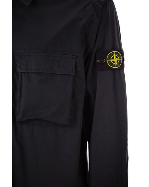 Stone Island Black Comfort Fit Overshirt With Press Studs for men