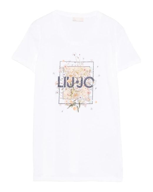 Liu Jo White Print Cotton Tee Shirt
