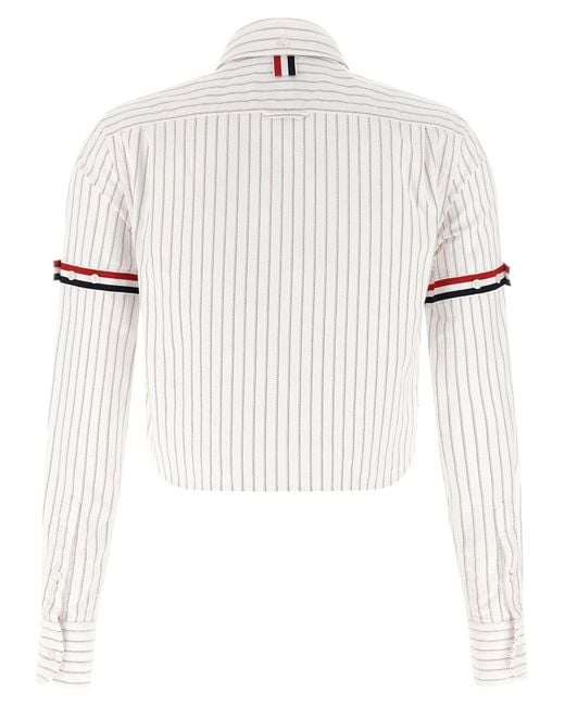 Thom Browne White '4Bar' Cropped Shirt