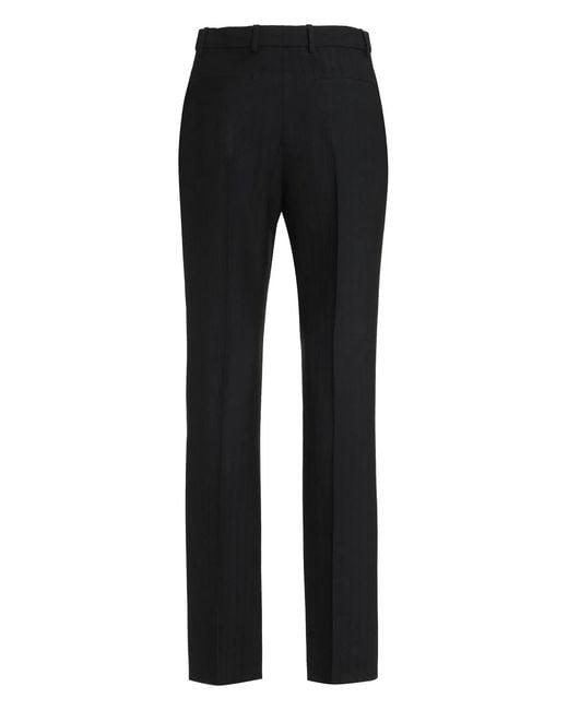 Saint Laurent Black Pressed-Crease Pleated Straight-Leg Trousers for men