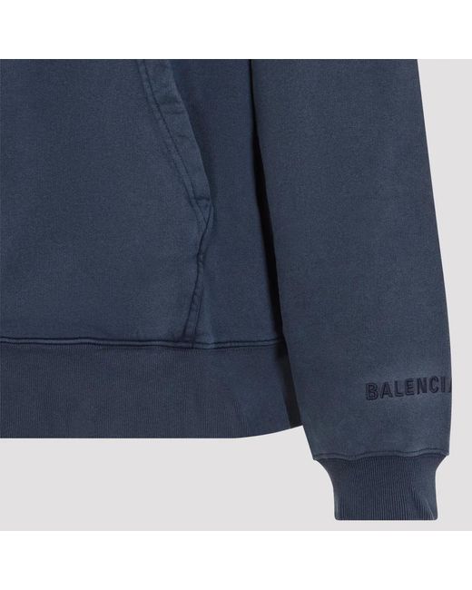 Balenciaga Blue Washed Oversized Hoodie for men